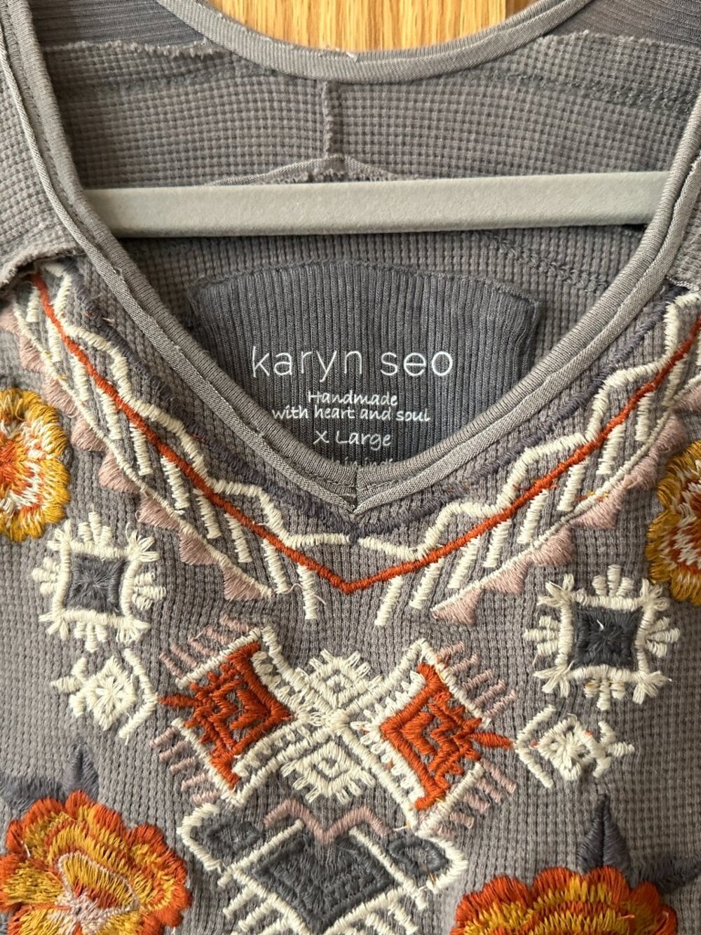 Embroidered Boho sage Tee